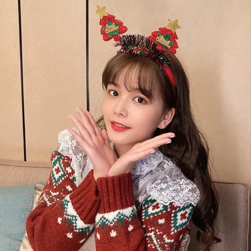 1/3/5PCS Christmas Christmas Headband Elastic Headband Headwear Cloth Hairpin Exquisite Workmanship Christmas Hair Band Plastic